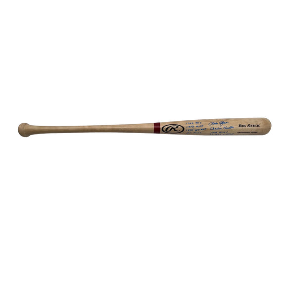 Pete Rose Signed Blonde Baseball Bat with CAREER STATS